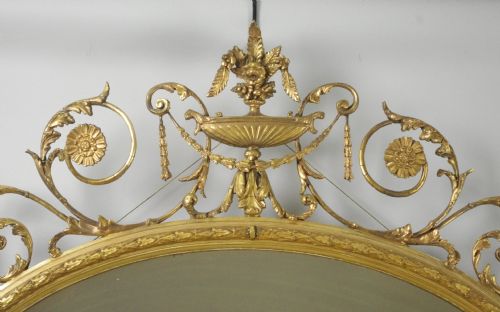 VICTORIAN GILT ADAM STYLE OVAL OVERMANTLE WALL MIRROR - ADDITIONAL PHOTO 5