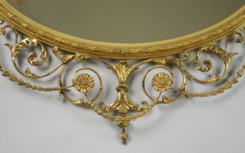 VICTORIAN GILT ADAM STYLE OVAL OVERMANTLE WALL MIRROR - ADDITIONAL PHOTO 7