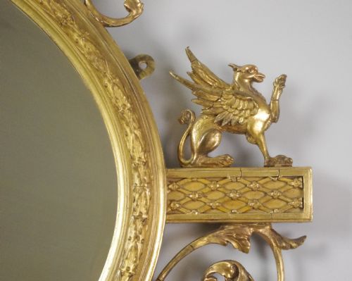 VICTORIAN GILT ADAM STYLE OVAL OVERMANTLE WALL MIRROR - ADDITIONAL PHOTO 9