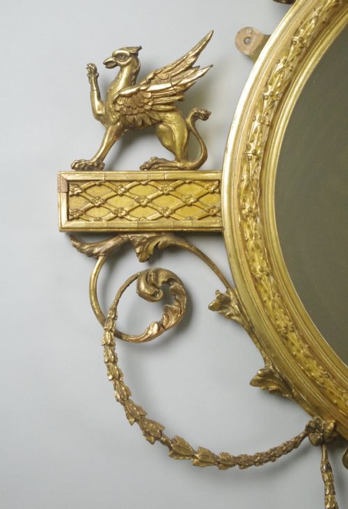 VICTORIAN GILT ADAM STYLE OVAL OVERMANTLE WALL MIRROR - ADDITIONAL PHOTO 10