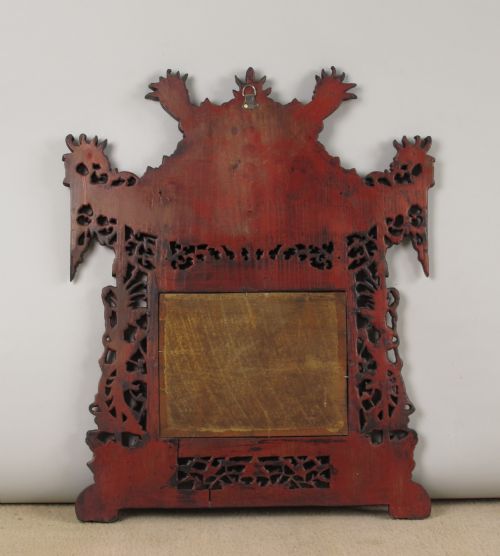 19TH CENTURY CHINESE RED LACQUER PAGODA WALL MIRROR - ADDITIONAL PHOTO 8
