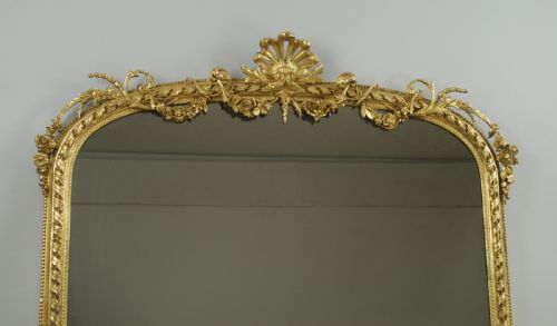 VICTORIAN GILT LARGE ARCH TOP OVERMANTLE MIRROR - ADDITIONAL PHOTO 1