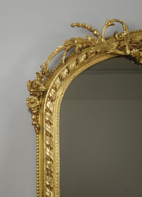 VICTORIAN GILT LARGE ARCH TOP OVERMANTLE MIRROR - ADDITIONAL PHOTO 7
