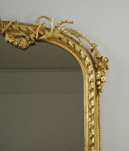 VICTORIAN GILT LARGE ARCH TOP OVERMANTLE MIRROR - ADDITIONAL PHOTO 8