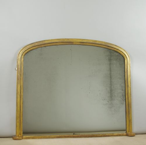 VICTORIAN GILT LARGE ARCH TOP OVERMANTLE MIRROR