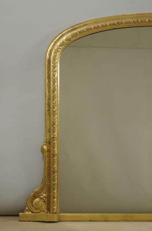 VICTORIAN GILT LARGE ARCH TOP OVERMANTLE MIRROR - ADDITIONAL PHOTO 1