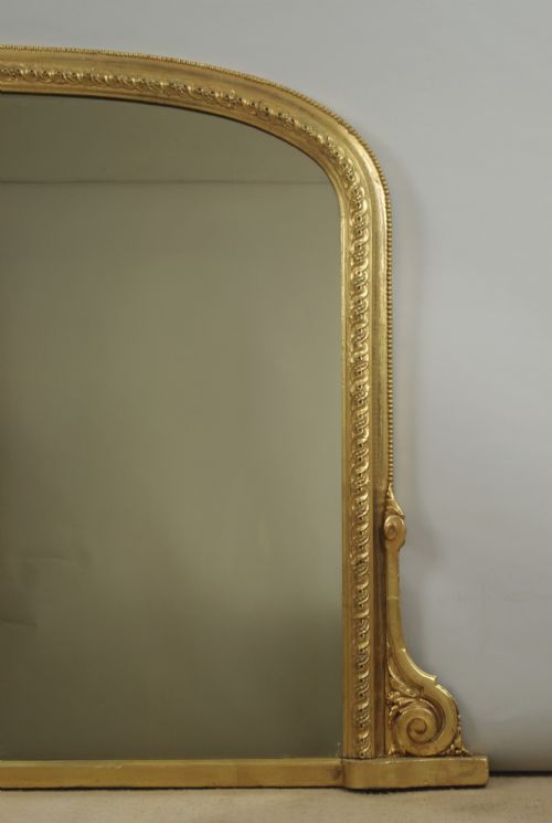 VICTORIAN GILT LARGE ARCH TOP OVERMANTLE MIRROR - ADDITIONAL PHOTO 2