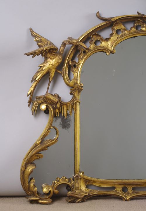 19TH CENTURY CHINESE CHIPPENDALE STYLE GILT WOOD OVERMANTLE MIRROR - ADDITIONAL PHOTO 1