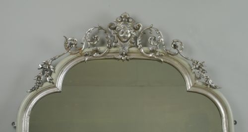 VICTORIAN PAINTED AND SILVERED OVERMANTLE MIRROR - ADDITIONAL PHOTO 1