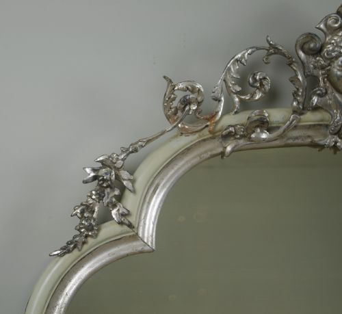 VICTORIAN PAINTED AND SILVERED OVERMANTLE MIRROR - ADDITIONAL PHOTO 3