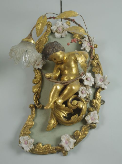 PAIR OF 19TH CENTURY FRENCH GILT PUTTI WALL LIGHTS - ADDITIONAL PHOTO 2