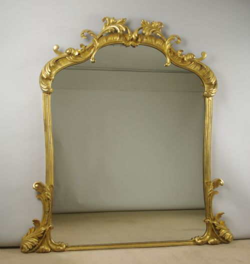 Large 19th Century English Gilt Wood Overmantle Mirror
