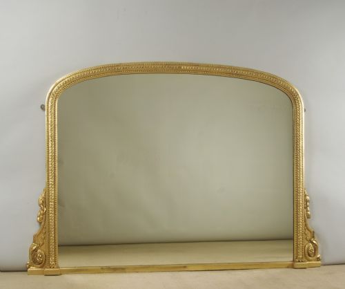 Large Victorian Gilt Arch Top Overmantle Mirror