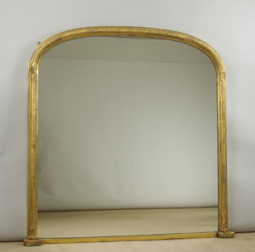 Large Victorian Gilt Arch Top Overmantle Mirror