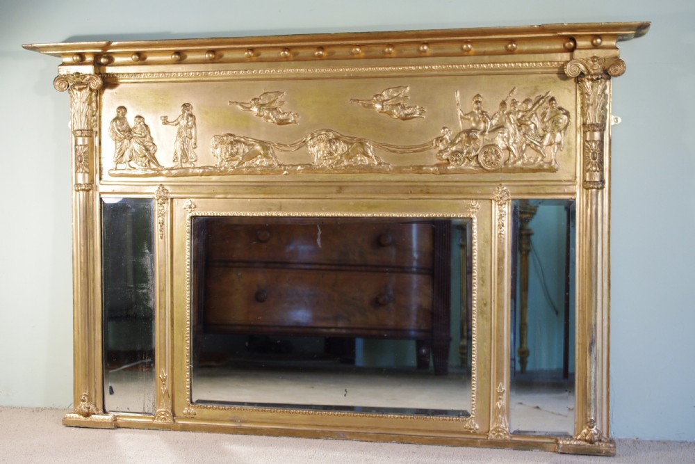 English Regency Style Gilt Triple-Plate Overmantle Mirror