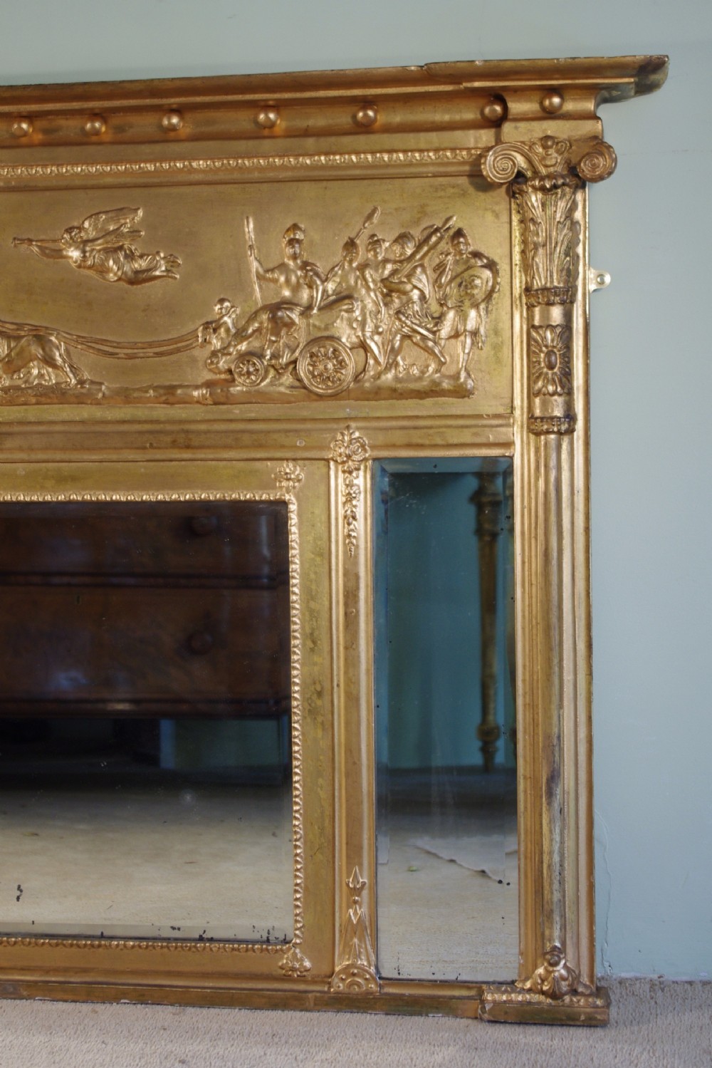 English Regency Style Gilt Triple-Plate Overmantle Mirror View II