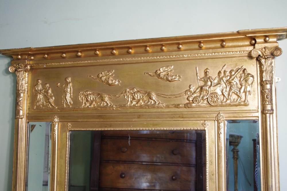 English Regency Style Gilt Triple-Plate Overmantle Mirror View III