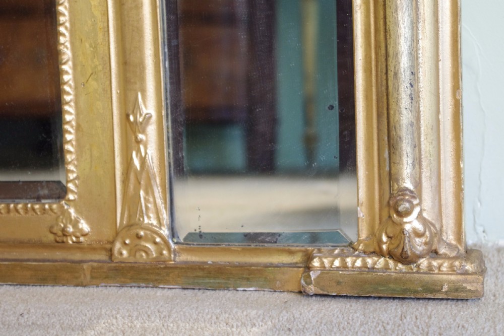 English Regency Style Gilt Triple-Plate Overmantle Mirror View VIII