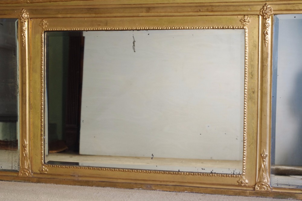 English Regency Style Gilt Triple-Plate Overmantle Mirror View X