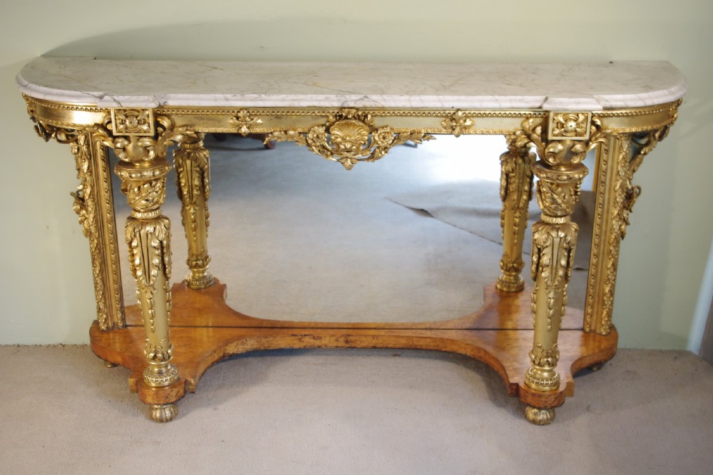19th Century English Gilt Console Table with Marble Top