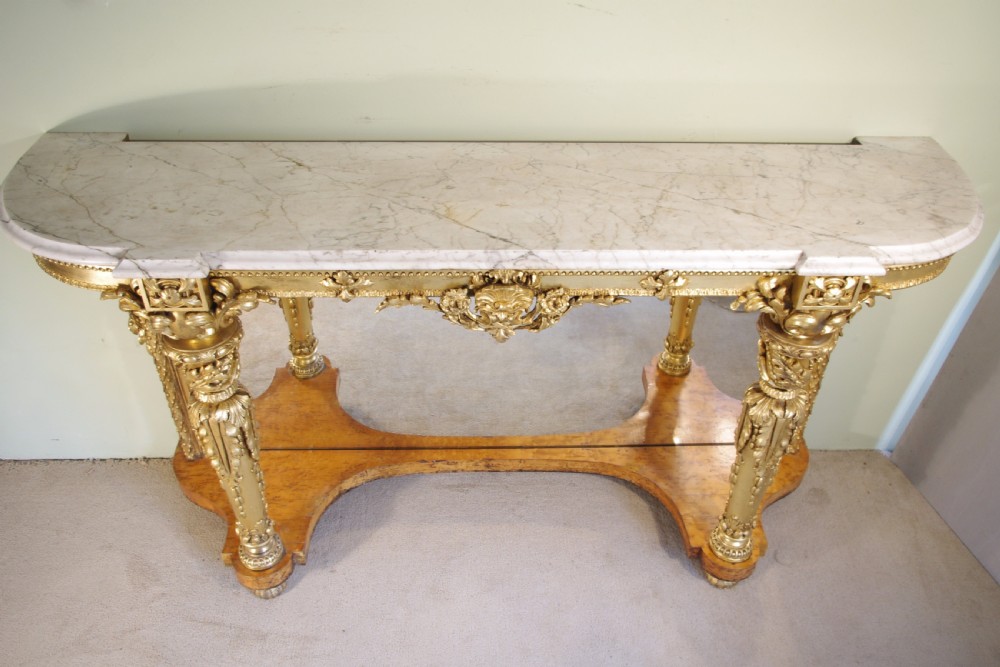 19th Century English Gilt Console Table with Marble Top View II