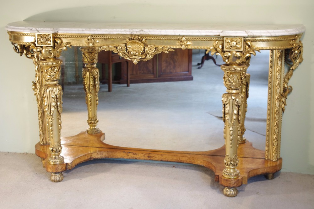 19th Century English Gilt Console Table with Marble Top View III