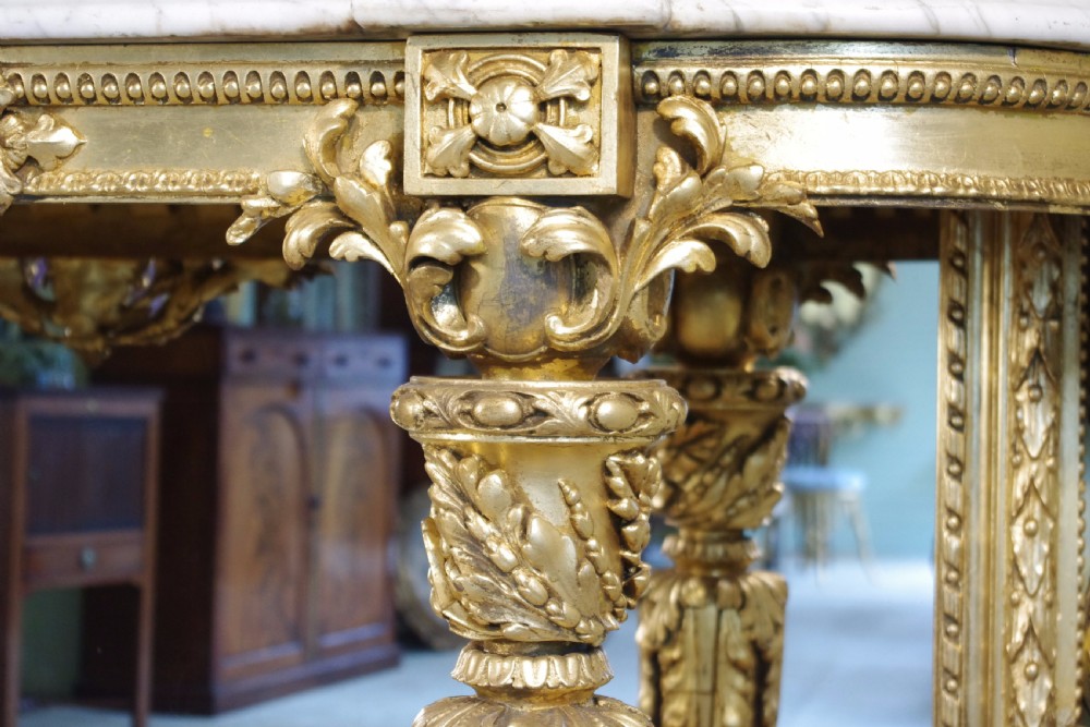 19th Century English Gilt Console Table with Marble Top View VI
