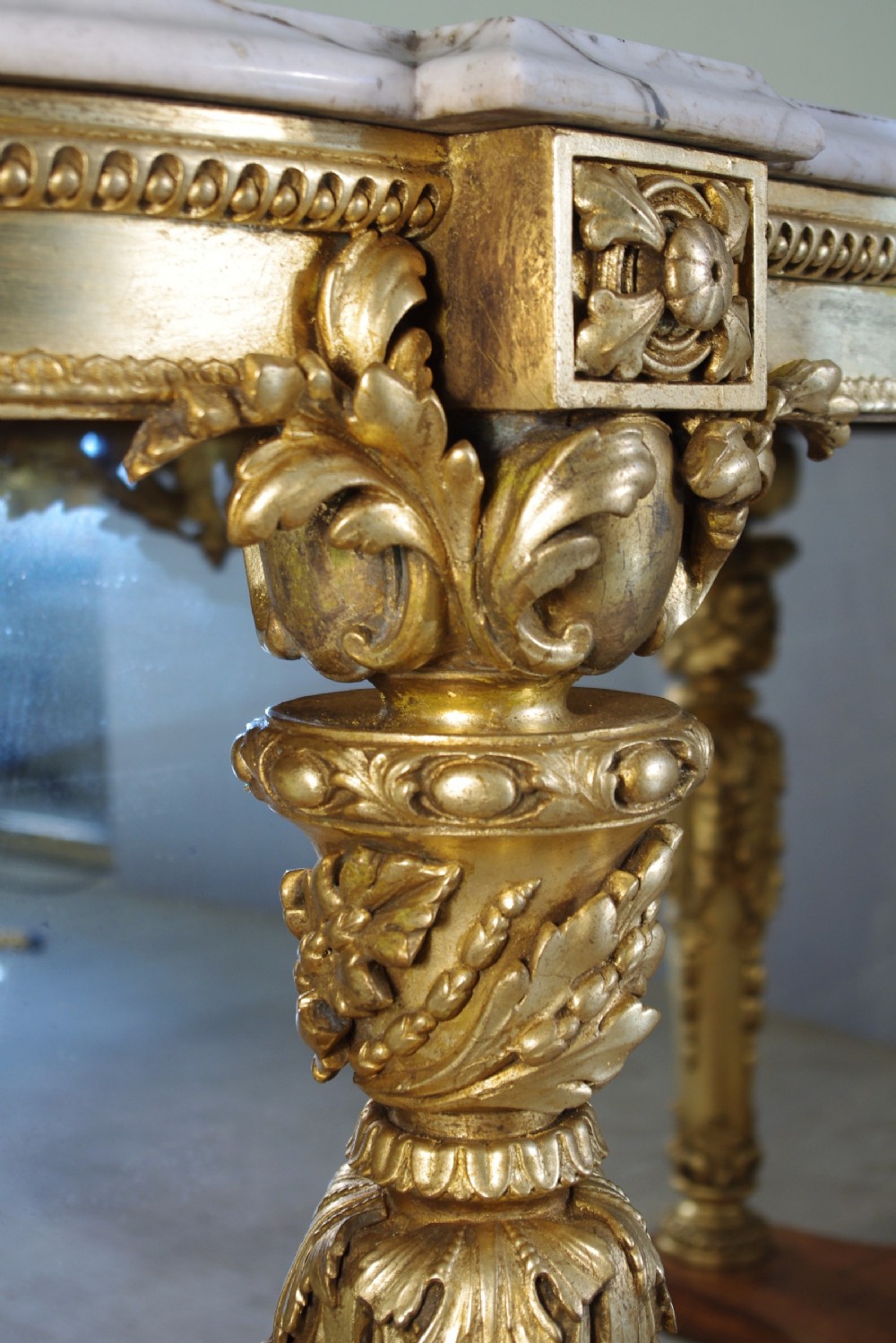 19th Century English Gilt Console Table with Marble Top View VIII
