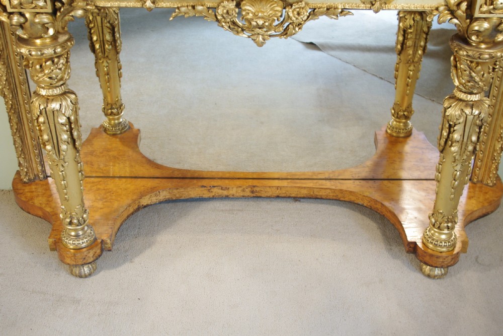 19th Century English Gilt Console Table with Marble Top View X