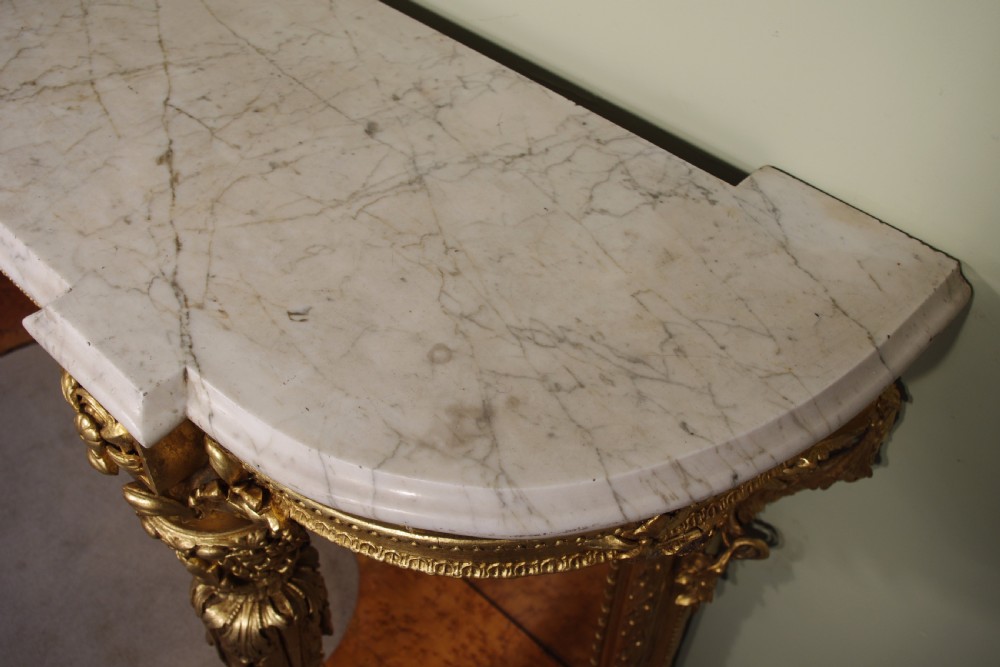 19th Century English Gilt Console Table with Marble Top View XIV