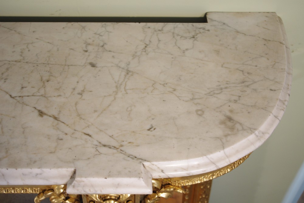 19th Century English Gilt Console Table with Marble Top View XV