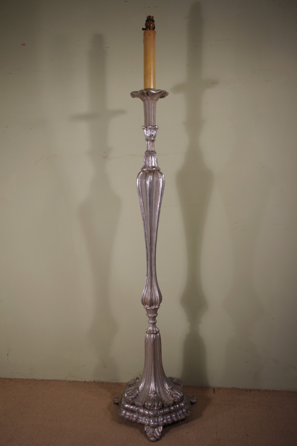 French Painted and Silvered Standard Lamp