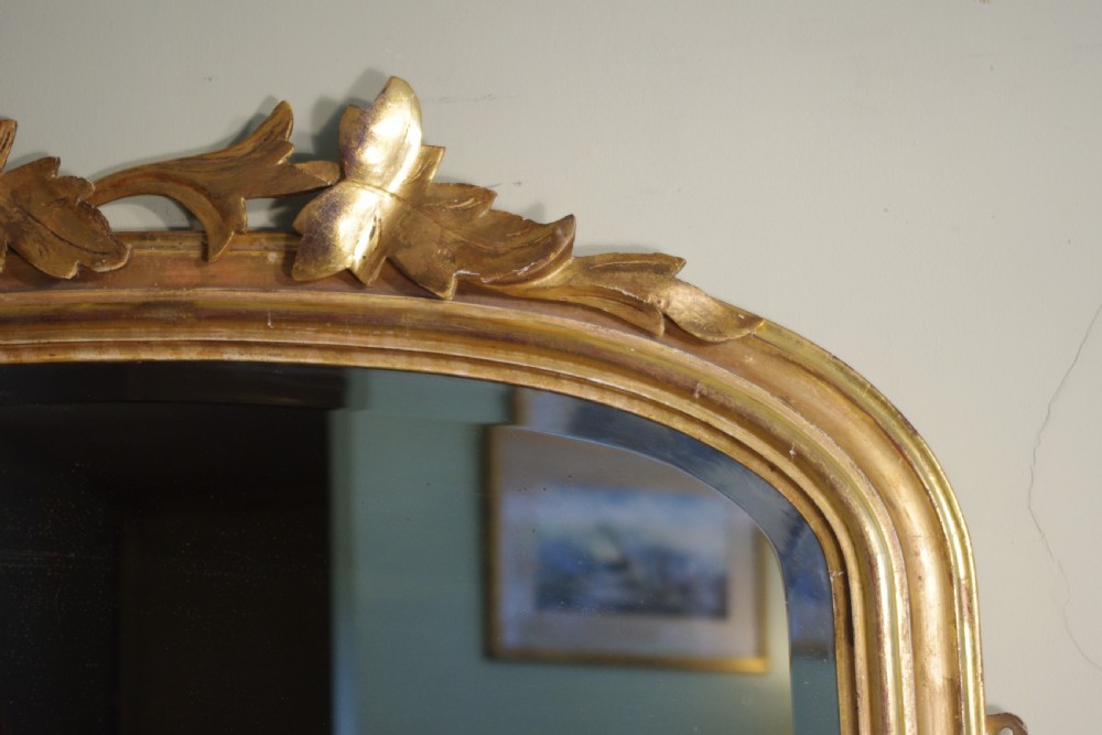 Large Victorian Gilt Arch Top Overmantle Mirror View V