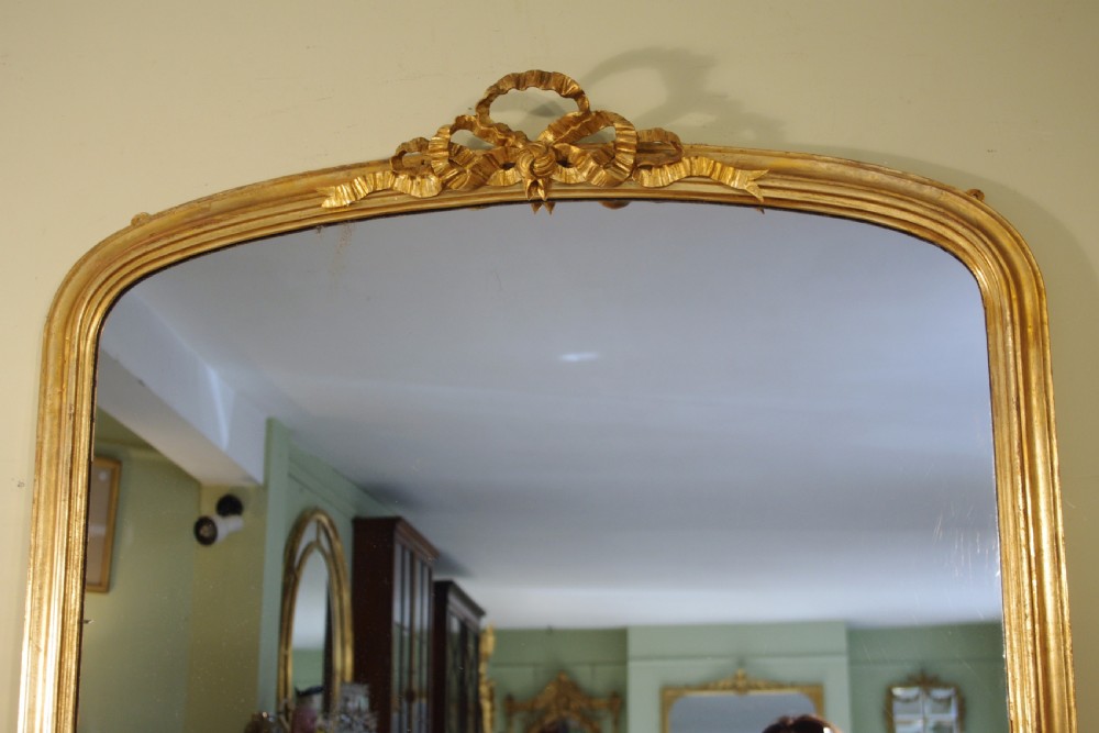 Large English Gilt Arch Top Overmantle Mirror View II