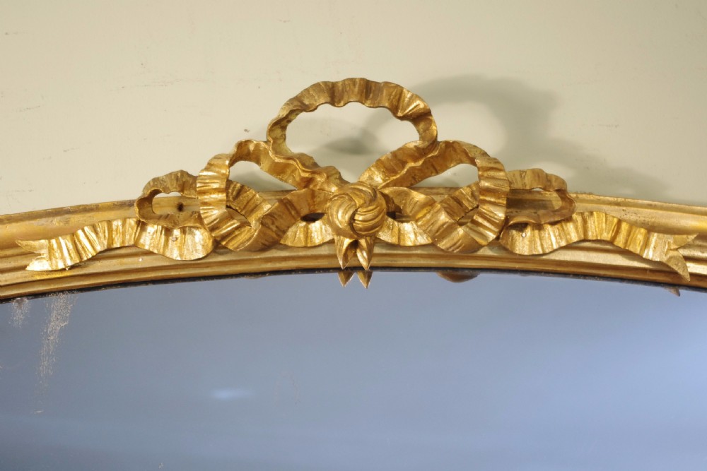 Large English Gilt Arch Top Overmantle Mirror View III