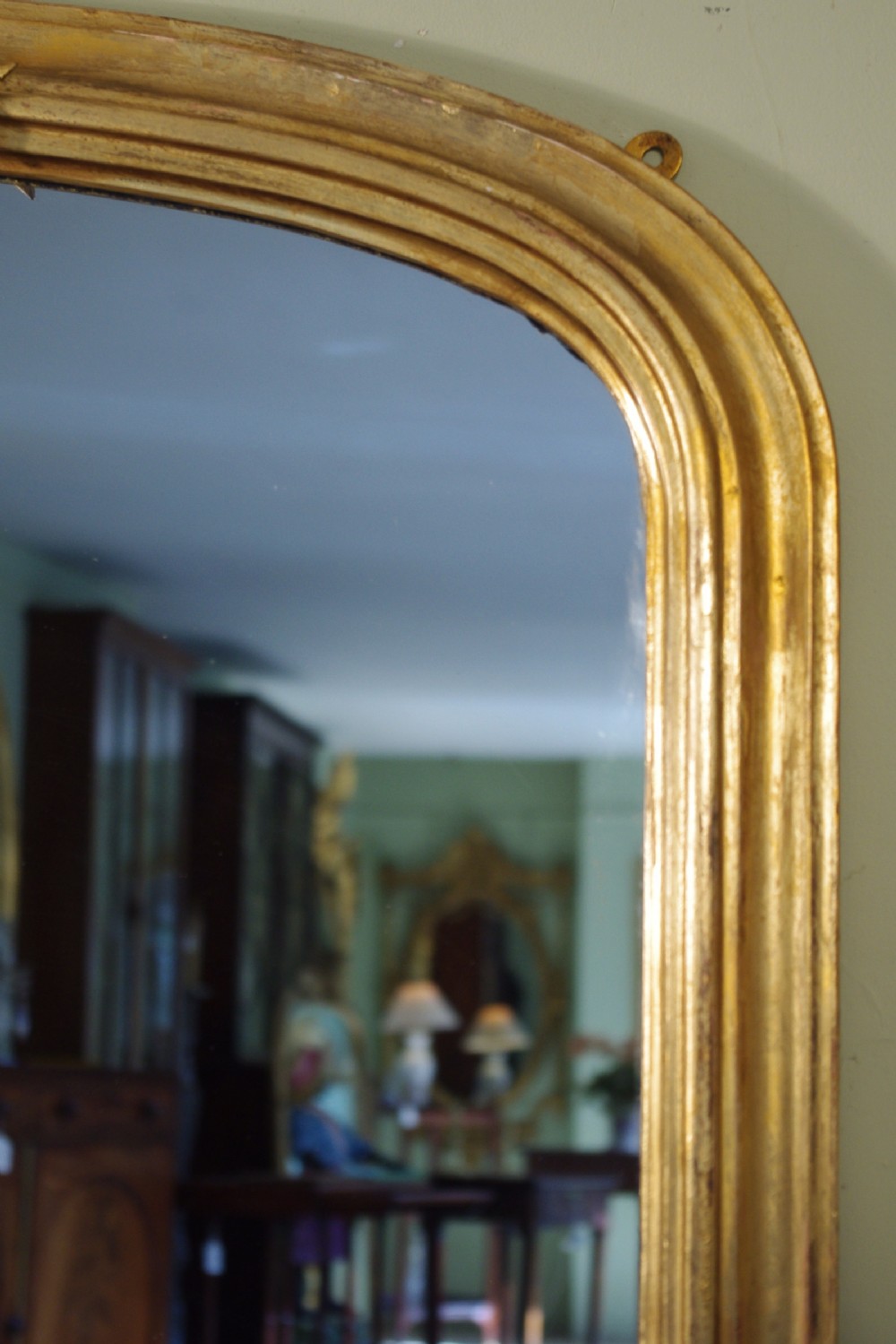Large English Gilt Arch Top Overmantle Mirror View IV