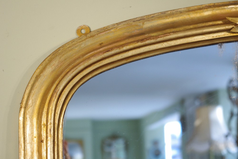 Large English Gilt Arch Top Overmantle Mirror View V