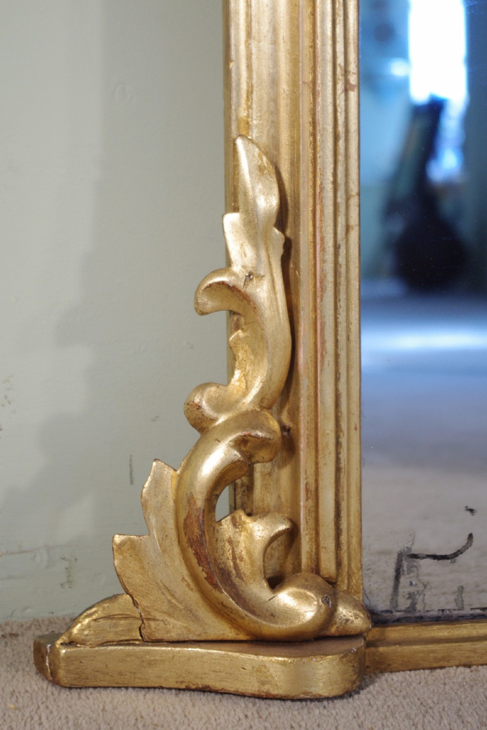 Large English Gilt Arch Top Overmantle Mirror View VI