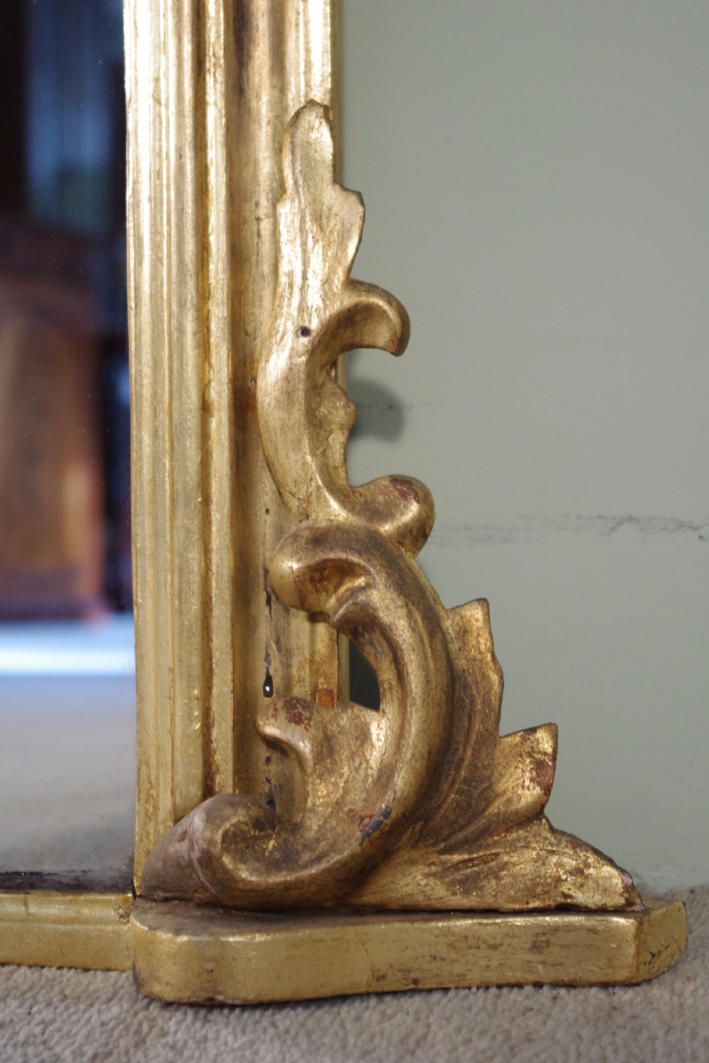 Large English Gilt Arch Top Overmantle Mirror View VII