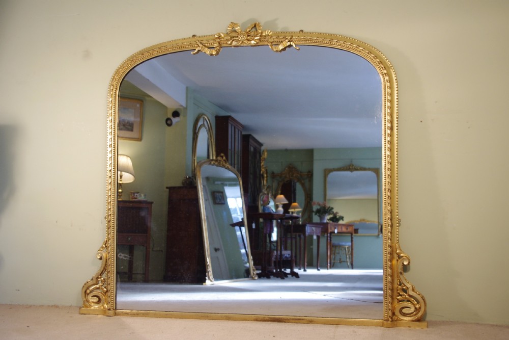 Large Gilt Arch Top Overmantle Mirror View II