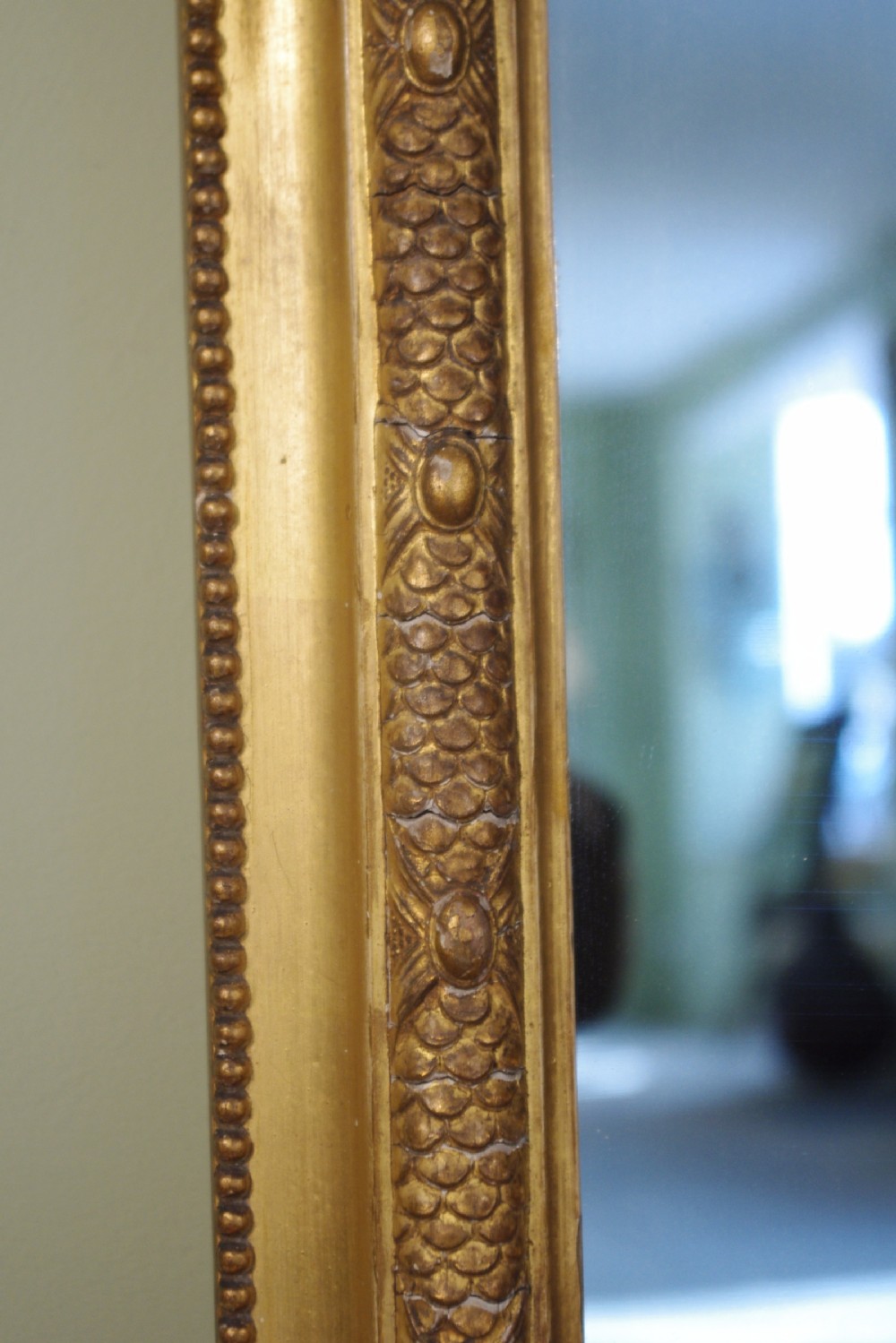 Large Gilt Arch Top Overmantle Mirror with Putto Cresting View VI