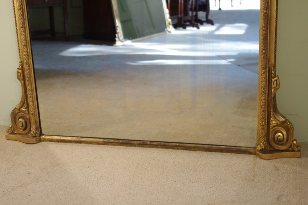 Large Gilt Arch Top Overmantle Mirror with Putto Cresting View VIII