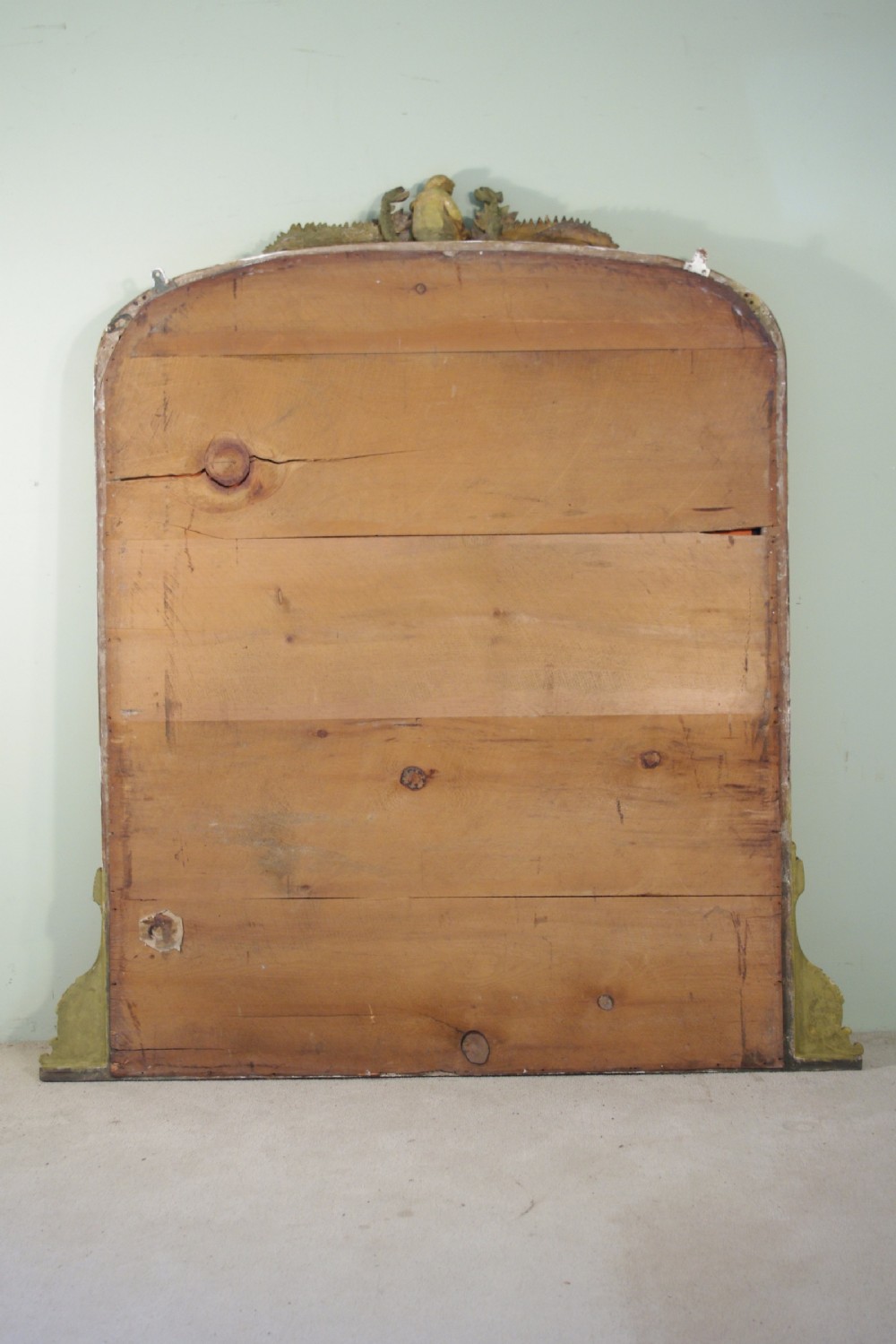 Large Gilt Arch Top Overmantle Mirror with Putto Cresting View IX