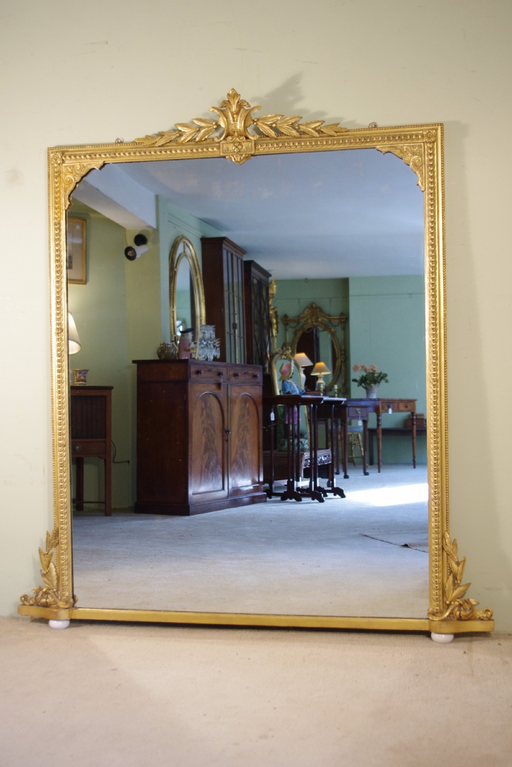 19th Century English Gilt Large Overmantle Mirror