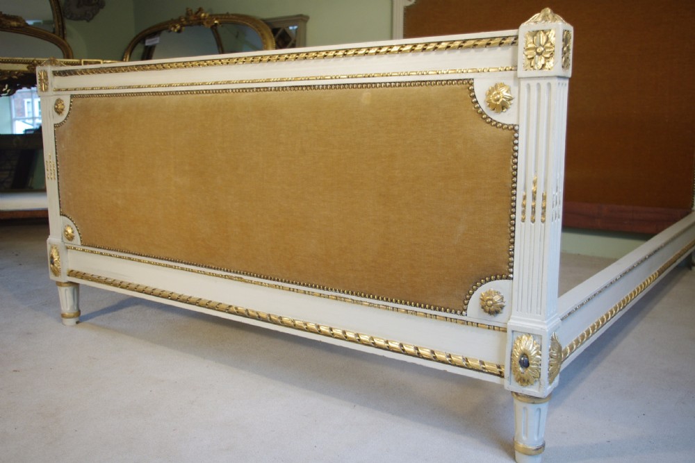 French Louis XVI Style Painted and Parcel-Gilt 5ft. Double/King Size Bed View III