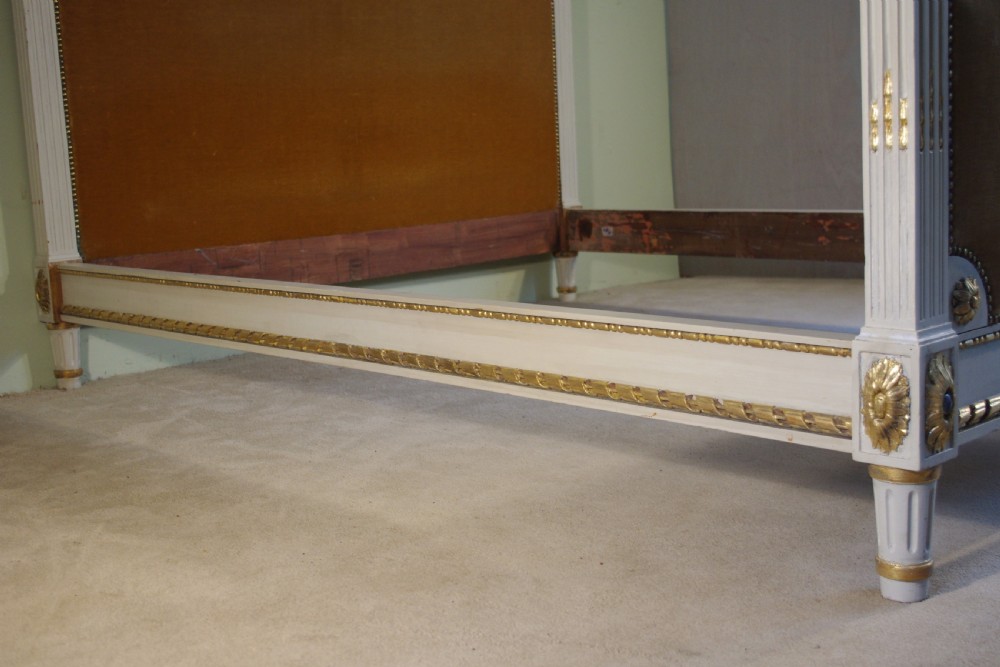 French Louis XVI Style Painted and Parcel-Gilt 5ft. Double/King Size Bed View VI