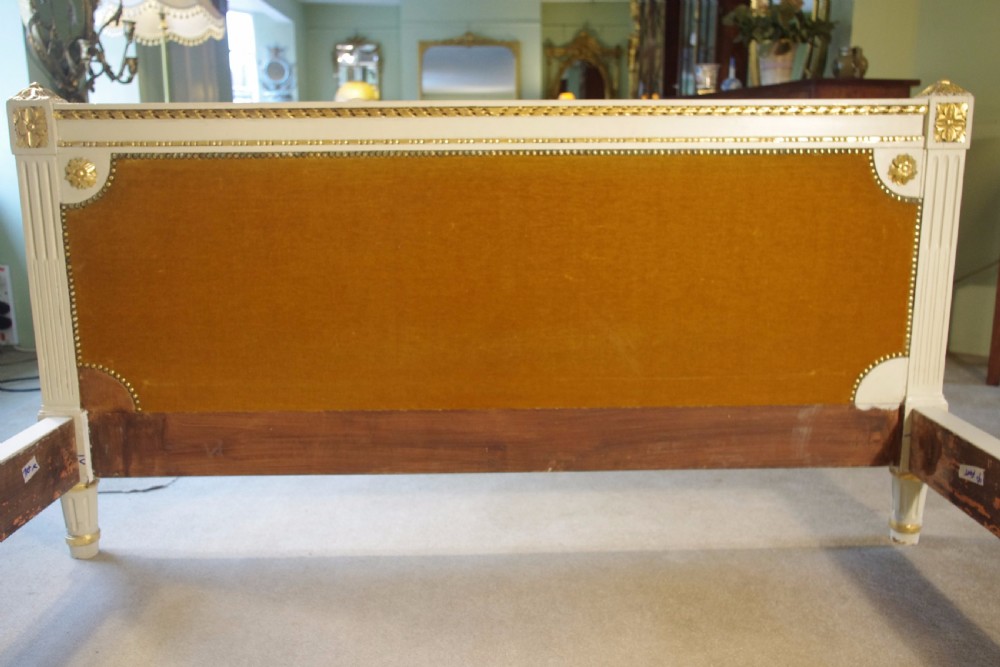 French Louis XVI Style Painted and Parcel-Gilt 5ft. Double/King Size Bed View VII
