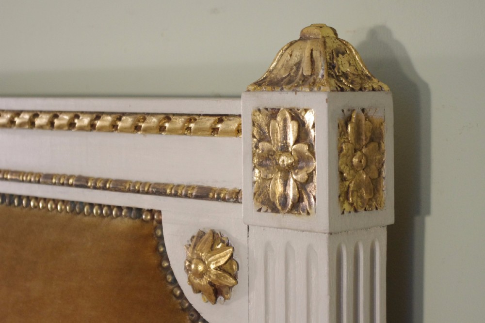 French Louis XVI Style Painted and Parcel-Gilt 5ft. Double/King Size Bed View IX