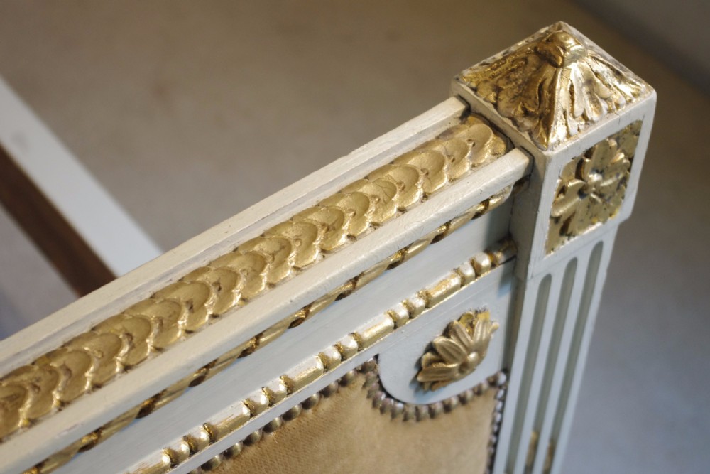 French Louis XVI Style Painted and Parcel-Gilt 5ft. Double/King Size Bed View X