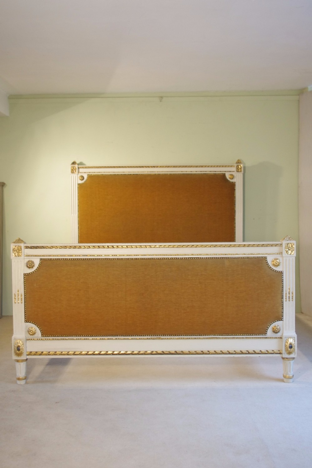 French Louis XVI Style Painted and Parcel-Gilt 5ft. Double/King Size Bed View XII